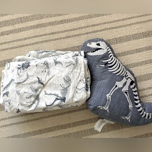Pottery Barn Kids Glow in the Dark Dinosaur sheets set &  throw pillow